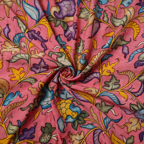 Pink Chanderi Silk Srikalahasti Pen Kalamkari Fabric