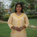 Buy Chikankari Hand Embroidered Cotton Long Kurta for Women