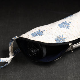 White Sanganeri Block Printed Cotton 1L Water Bottle Cover