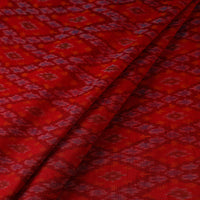 Red - Pochampally Ikat Weave Handloom Pure Raw Silk Fabric 17