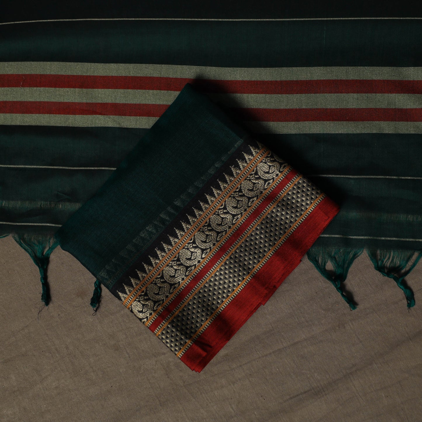 Dharwad Mercerised Cotton 3pc Unstitched Dress Material Suit Set with Woven Border 66