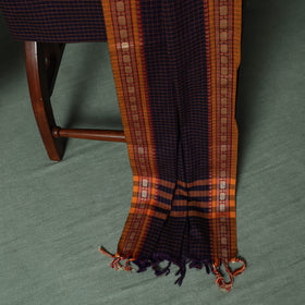 Purple - Dharwad Checks Cotton 3pc Unstitched Dress Material Suit Set with Woven Thread Border 09