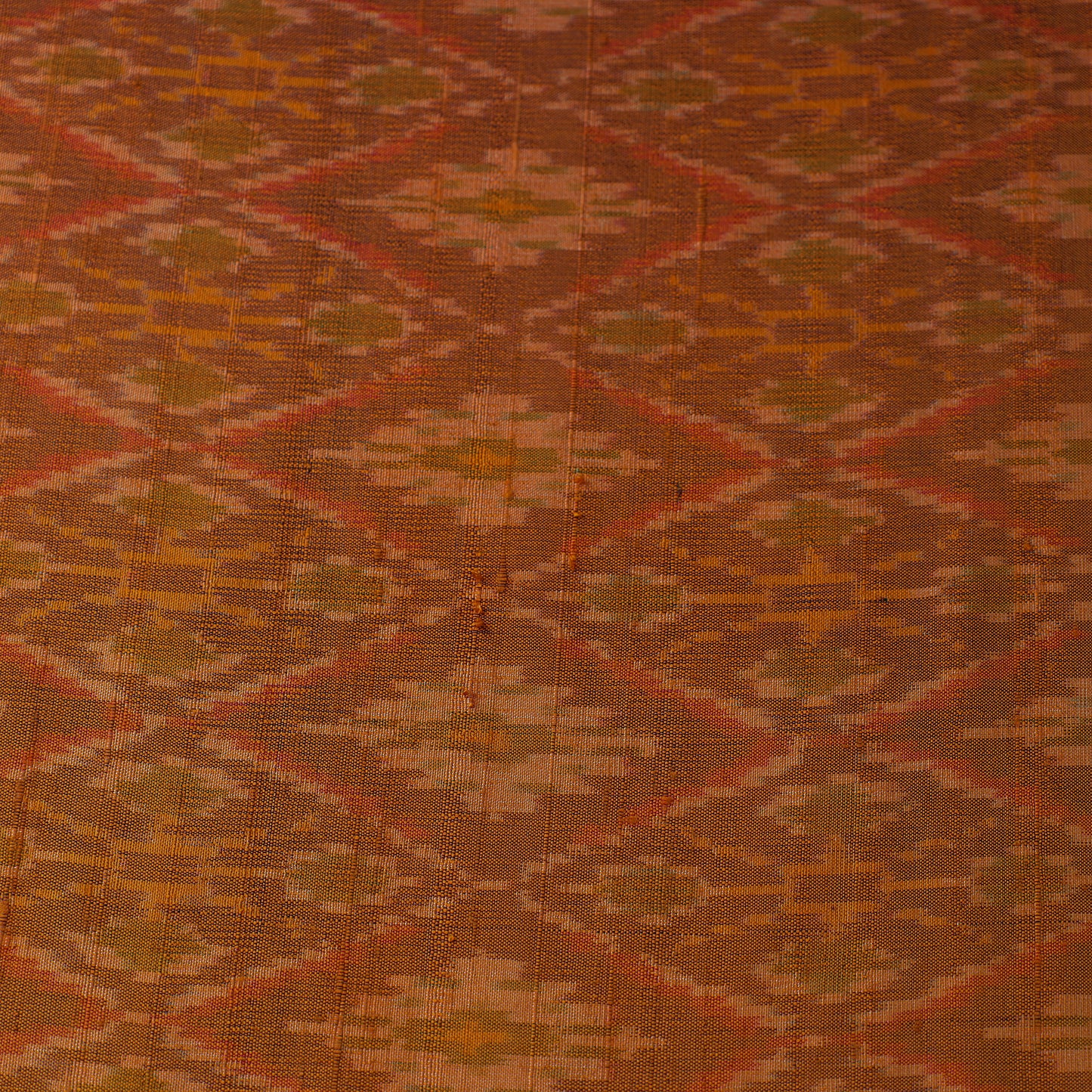 Brown - Pochampally Ikat Weave Handloom Pure Raw Silk Fabric 18