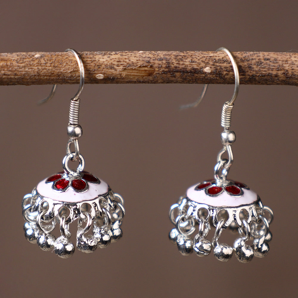 Handcrafted Paka Meenakari Jhumki Earrings  02