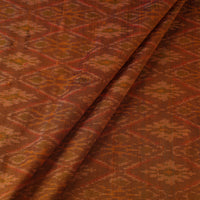 Brown - Pochampally Ikat Weave Handloom Pure Raw Silk Fabric 18