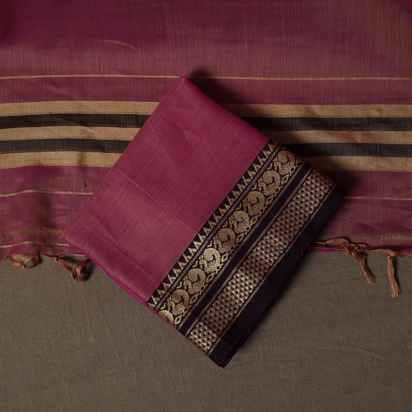 Dharwad Mercerised Cotton 3pc Unstitched Dress Material Suit Set with Woven Border 67
