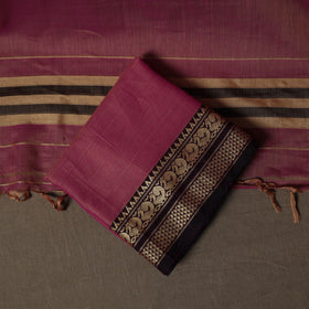 Dharwad Mercerised Cotton 3pc Unstitched Dress Material Suit Set with Woven Border 67