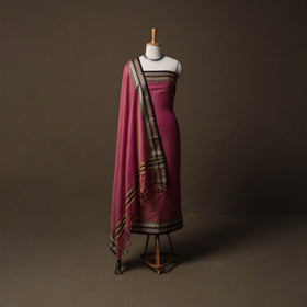 Dharwad Mercerised Cotton 3pc Unstitched Dress Material Suit Set with Woven Border 67