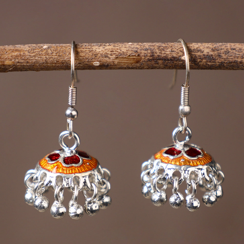 Handcrafted Paka Meenakari Jhumki Earrings  03