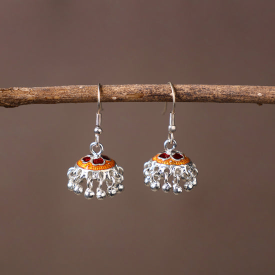 Handcrafted Paka Meenakari Jhumki Earrings  03