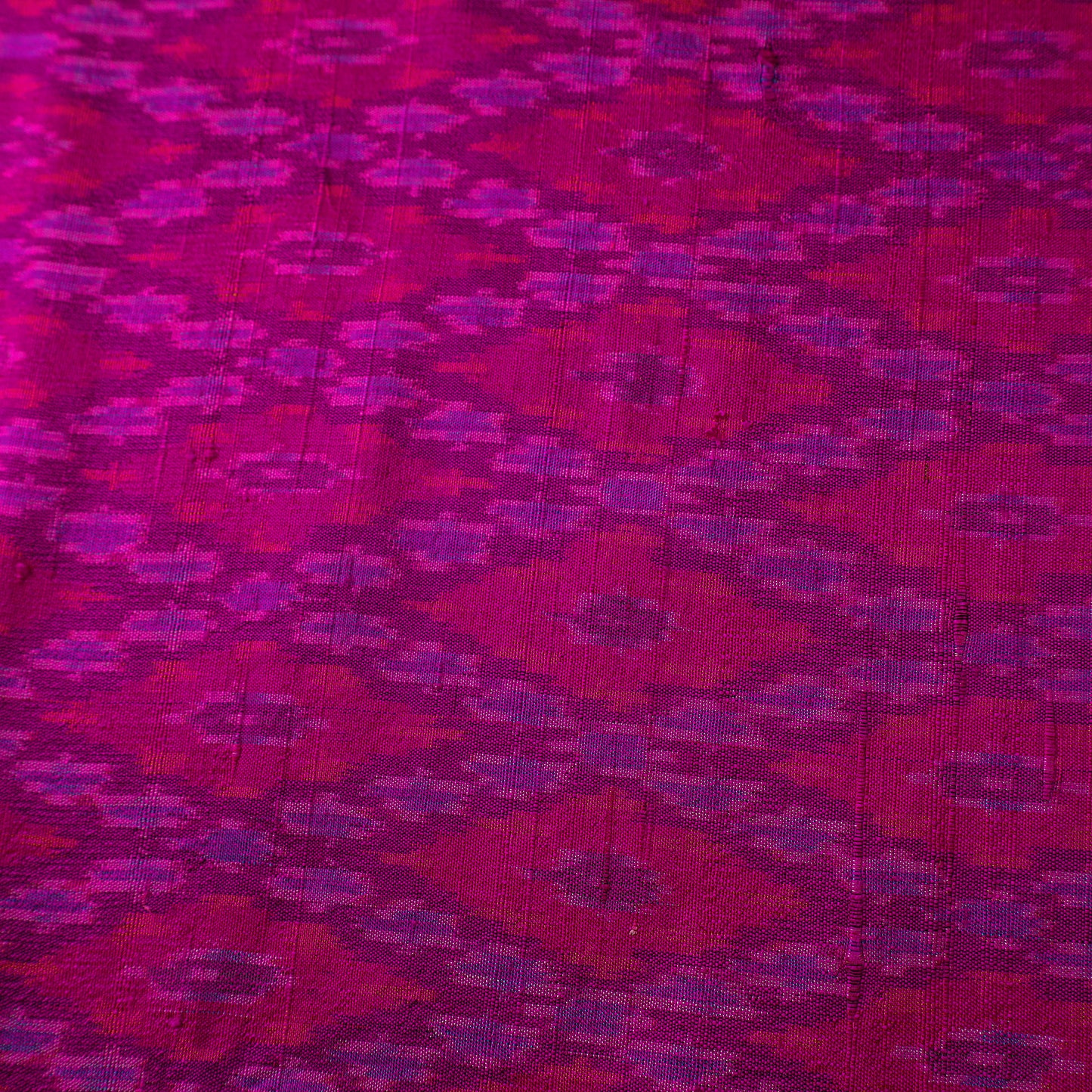 Pink - Pochampally Ikat Weave Handloom Pure Raw Silk Fabric 19