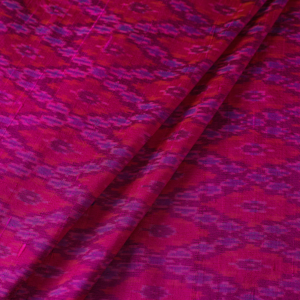 Pink - Pochampally Ikat Weave Handloom Pure Raw Silk Fabric 19