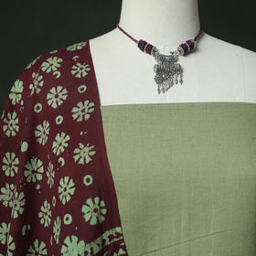 Plain Cotton 2pc Unstitched Dress Material Kurta Set with Jewellery 20