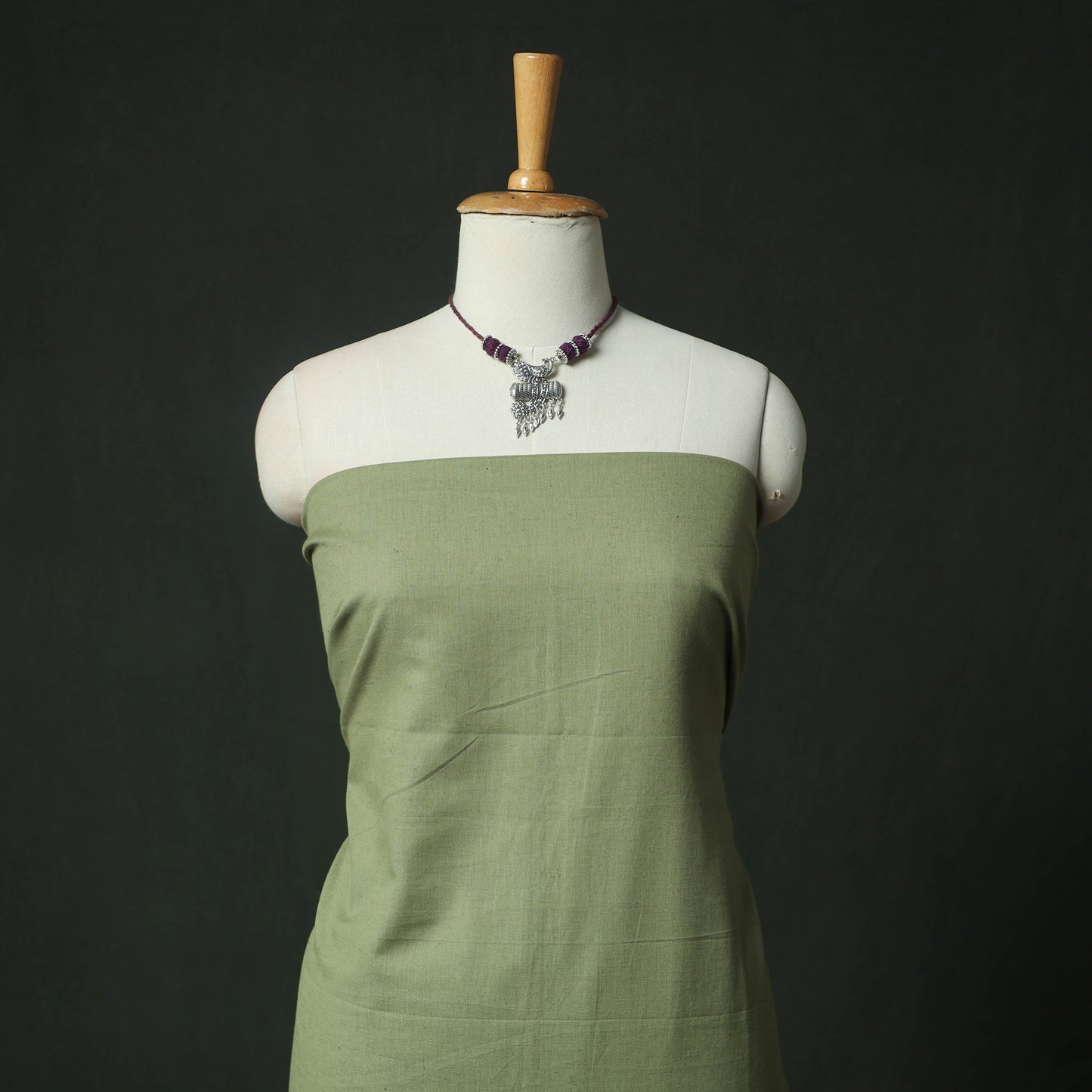 Plain Cotton 2pc Unstitched Dress Material Kurta Set with Jewellery 20