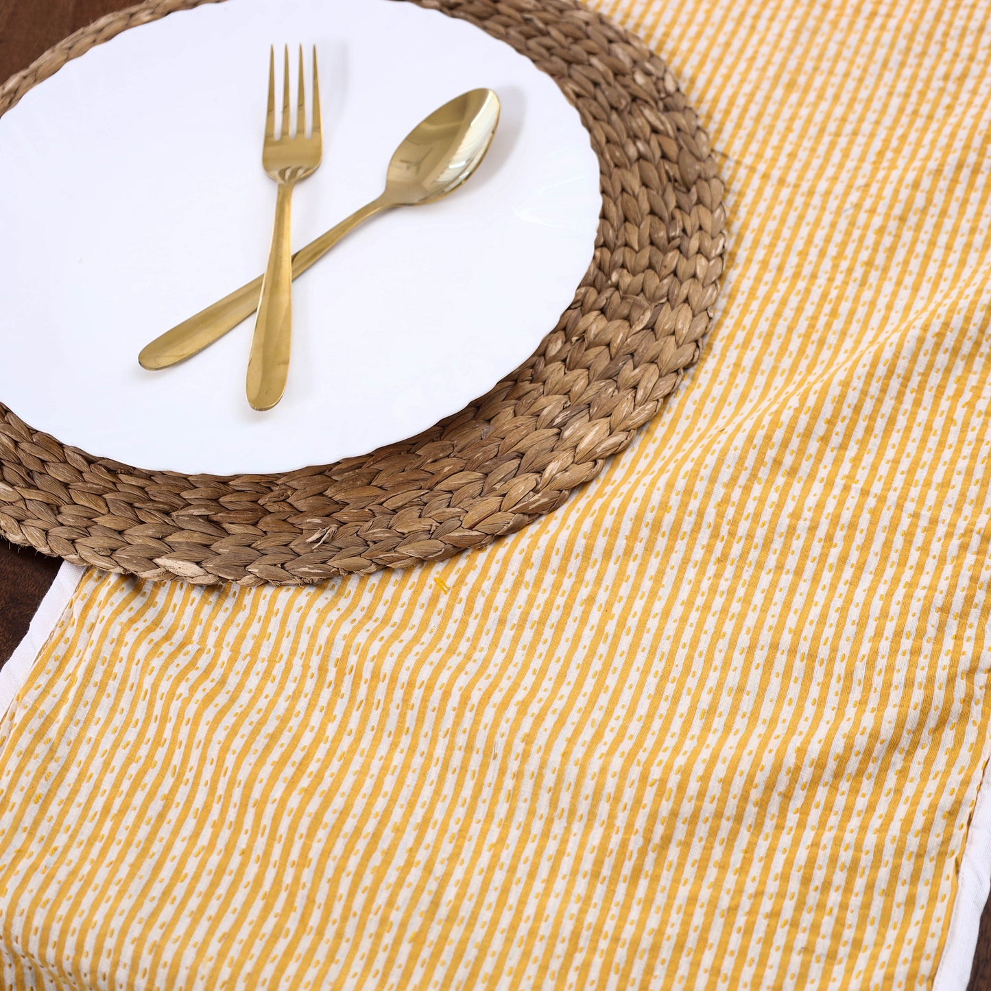 Orange Handmade Cotton Table Runner