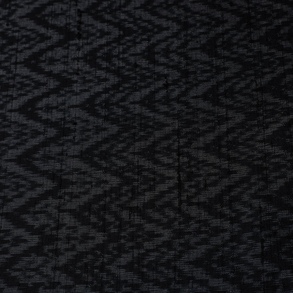 Black - Pochampally Ikat Weave Handloom Pure Raw Silk Fabric 20