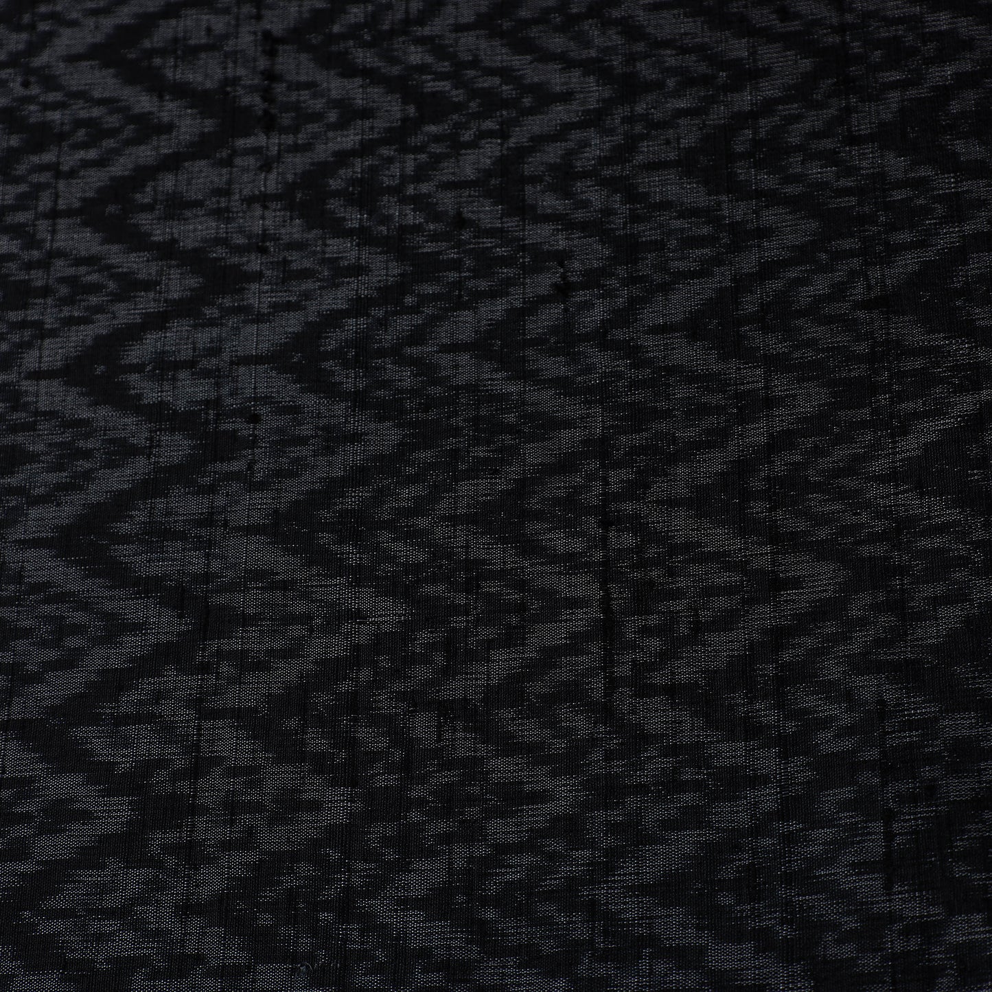 Black - Pochampally Ikat Weave Handloom Pure Raw Silk Fabric 20