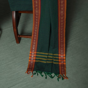 Green - Dharwad Checks Cotton 3pc Unstitched Dress Material Suit Set with Woven Thread Border 11