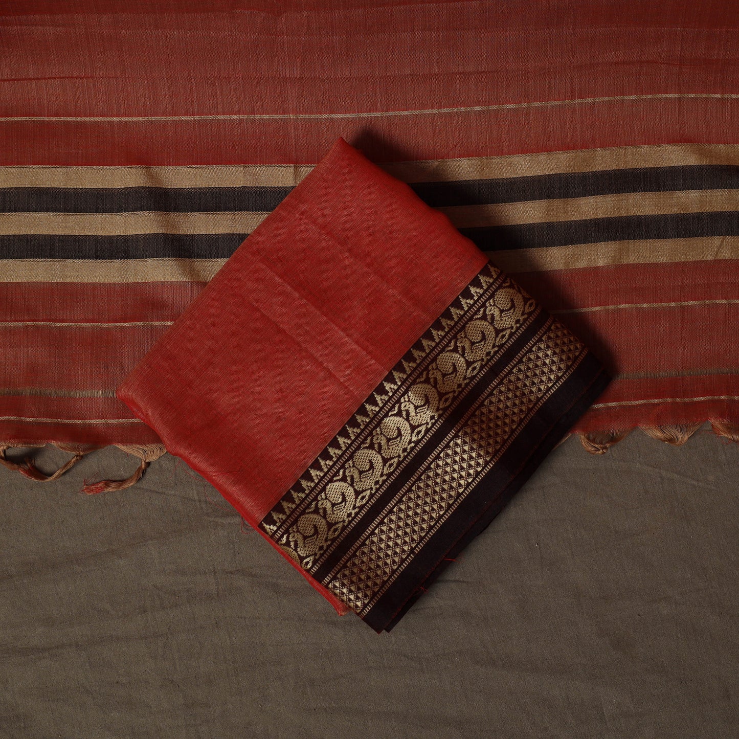 Dharwad Mercerised Cotton 3pc Unstitched Dress Material Suit Set with Woven Border 69