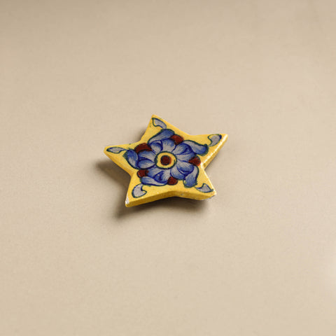 Yellow Star - Original Blue Pottery Ceramic Fridge Magnet 21