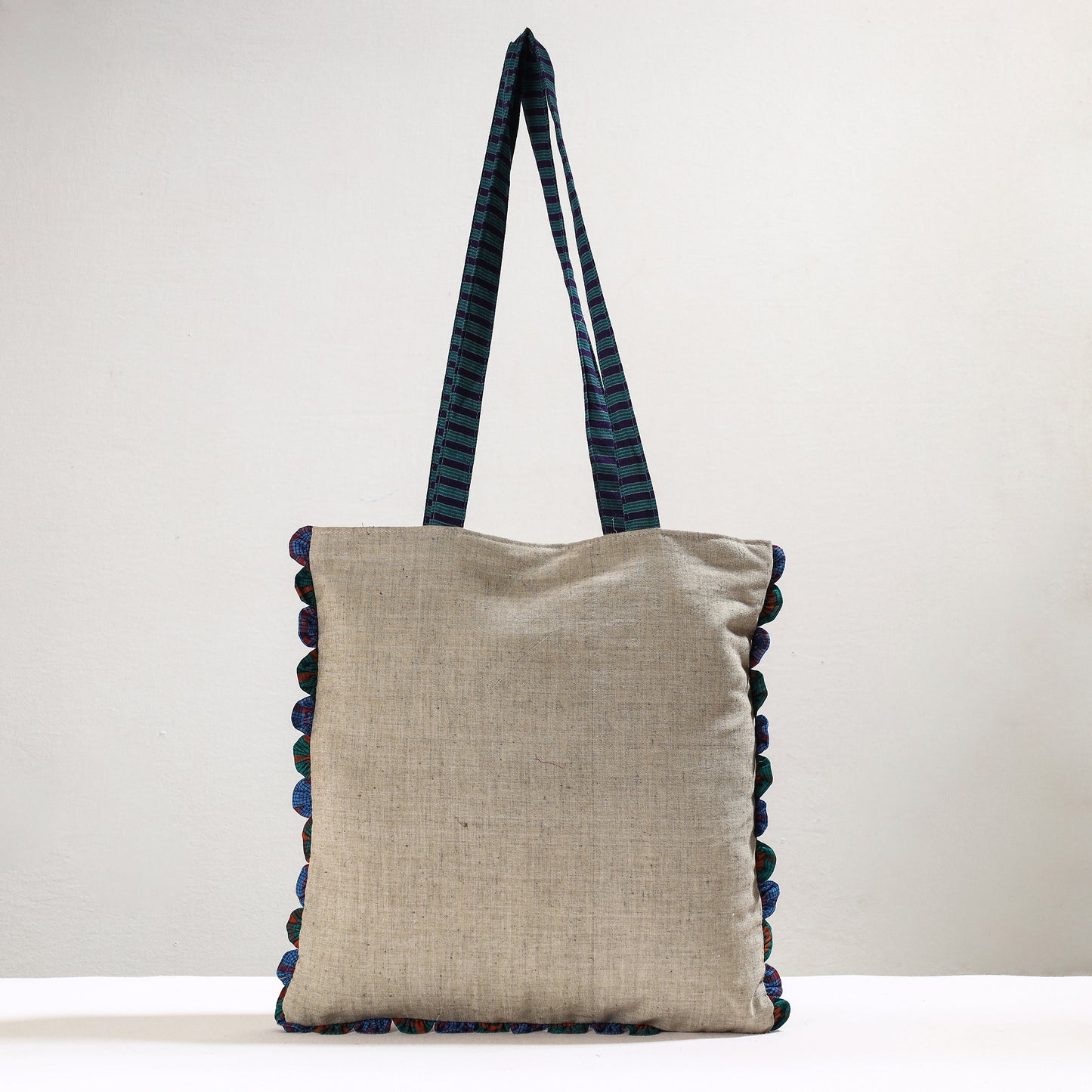 Handmade Gamcha Fabric Embroidered Applique Work Hand Bag