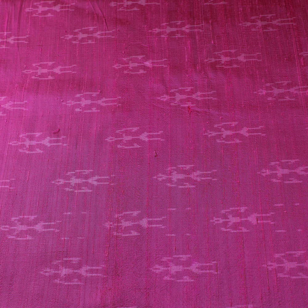 Pink - Pochampally Ikat Weave Handloom Pure Raw Silk Fabric 21