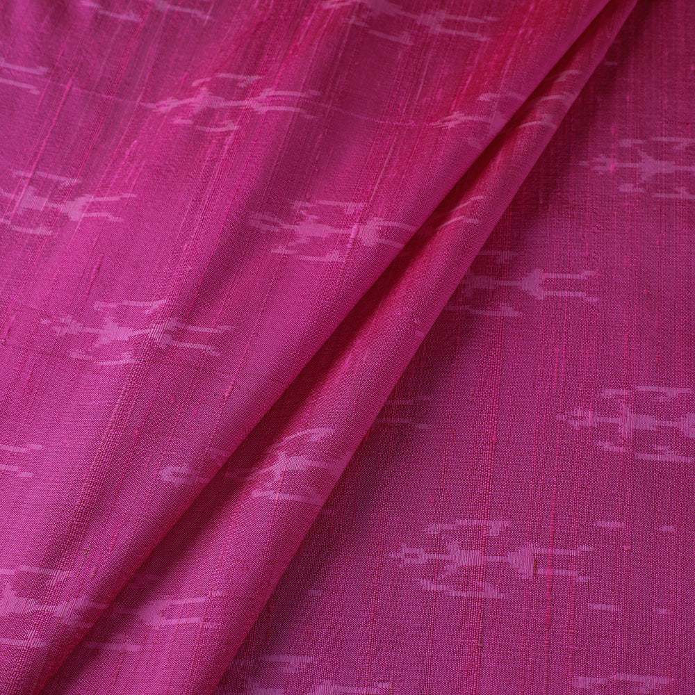 Pink - Pochampally Ikat Weave Handloom Pure Raw Silk Fabric 21