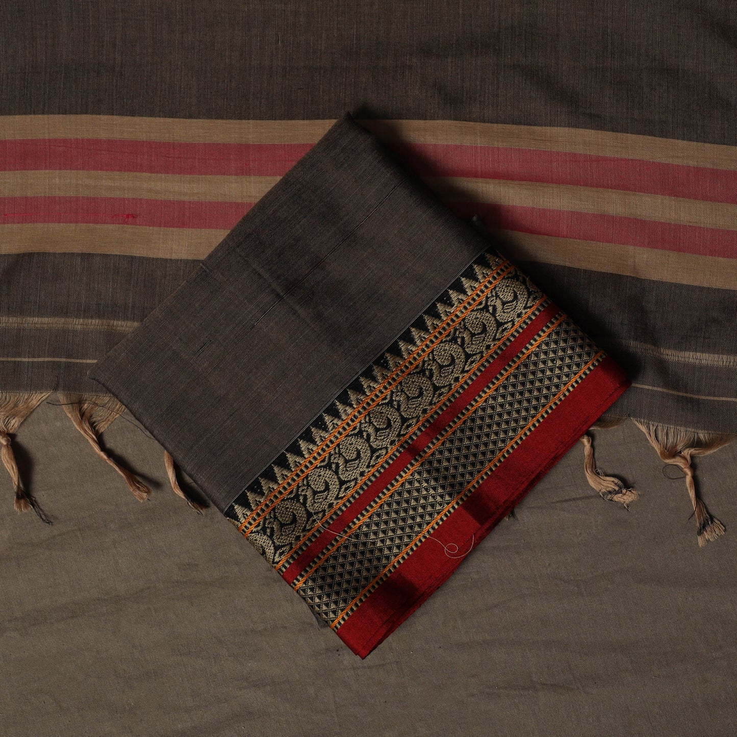Dharwad Mercerised Cotton 3pc Unstitched Dress Material Suit Set with Woven Border 70