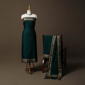 Dharwad Mercerised Cotton 3pc Unstitched Dress Material Suit Set with Woven Border 71