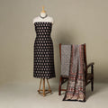 Black - 3pc maheshwari silk unstitched bagh dress material