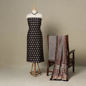 Black - 3pc maheshwari silk unstitched bagh dress material