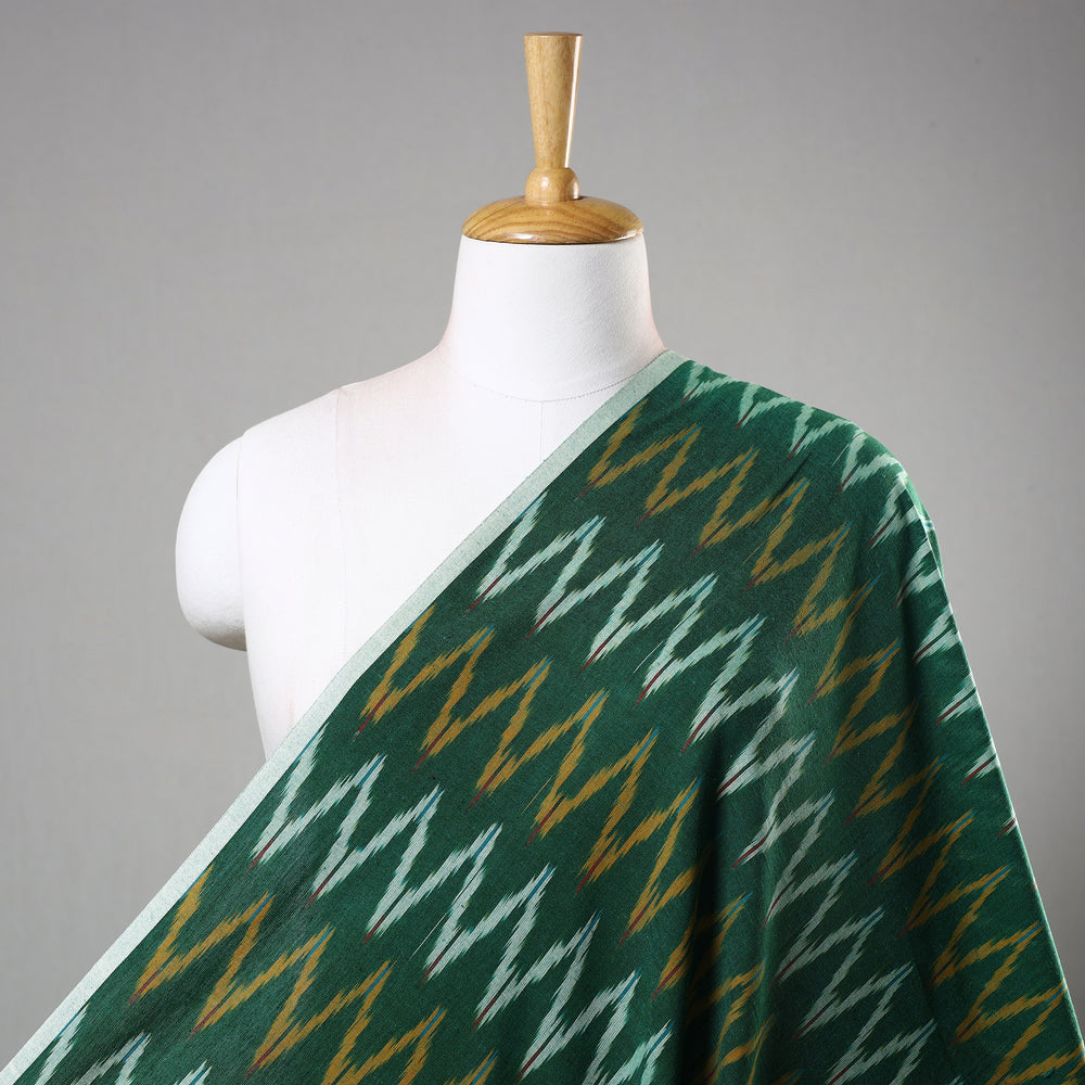 Green - Pochampally Ikat Weave Cotton Fabric 15