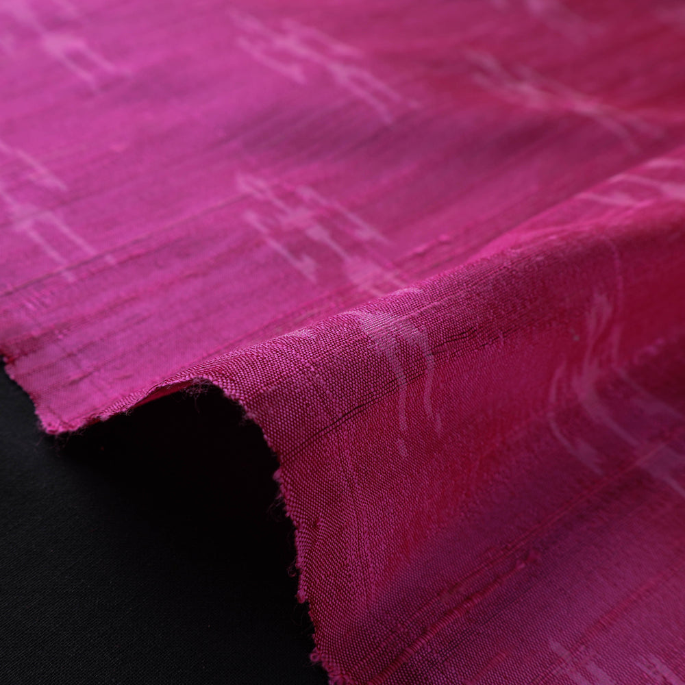 Pink - Pochampally Ikat Weave Handloom Pure Raw Silk Fabric 21