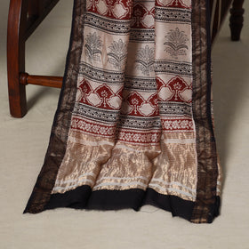 Black - 3pc maheshwari silk unstitched bagh dress material