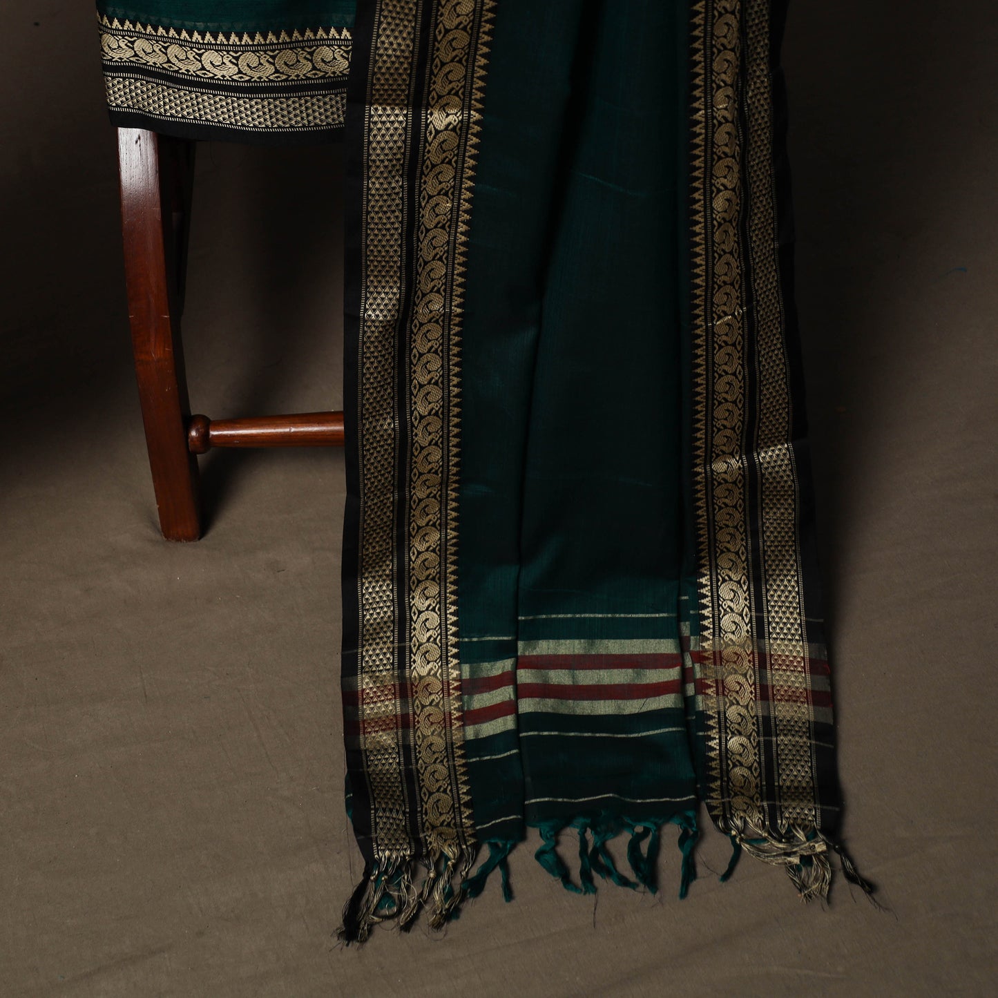 Dharwad Mercerised Cotton 3pc Unstitched Dress Material Suit Set with Woven Border 71