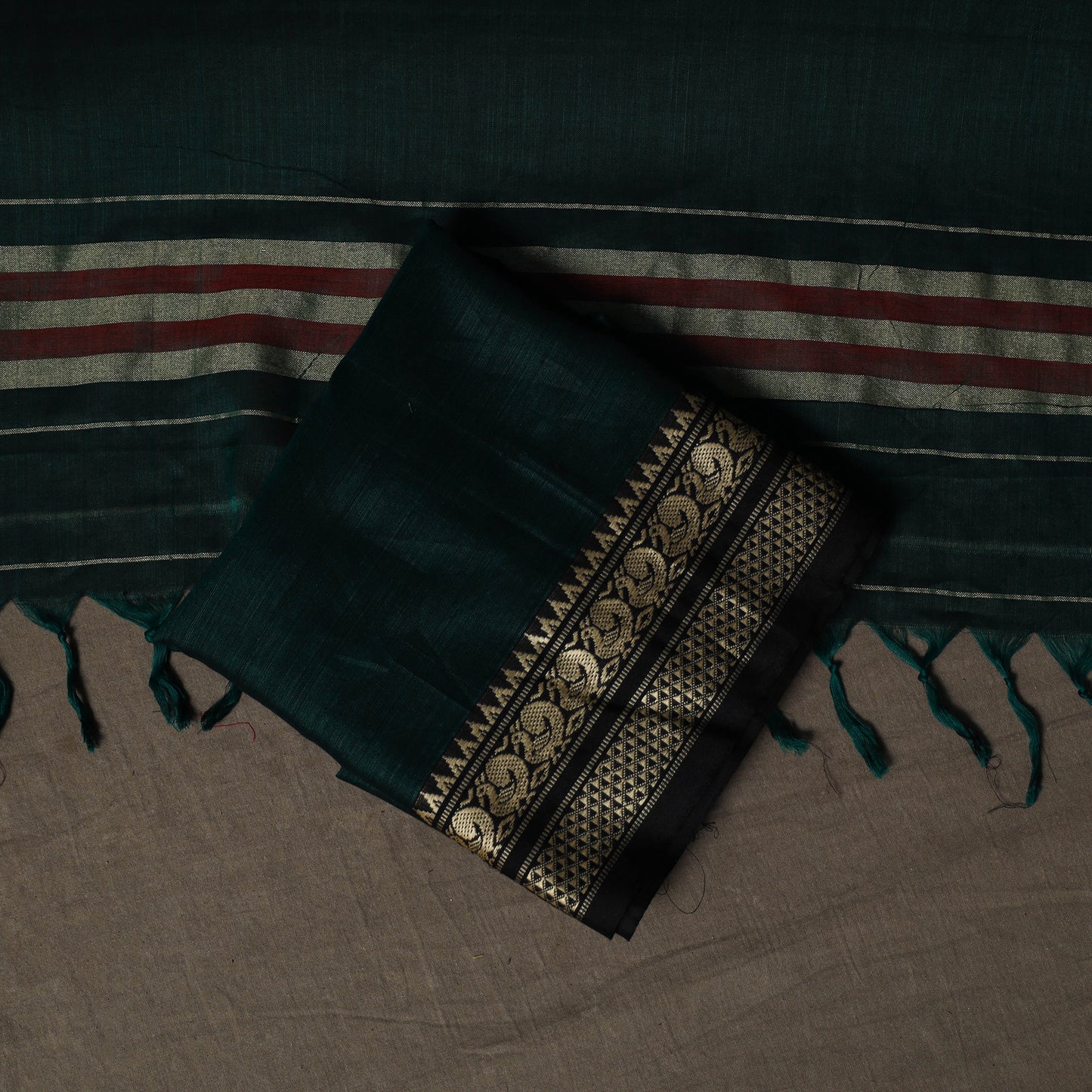 Dharwad Mercerised Cotton 3pc Unstitched Dress Material Suit Set with Woven Border 71