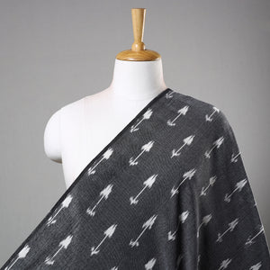 Grey With White Butta Pochampally Ikat Weave Pure Cotton Fabric 06