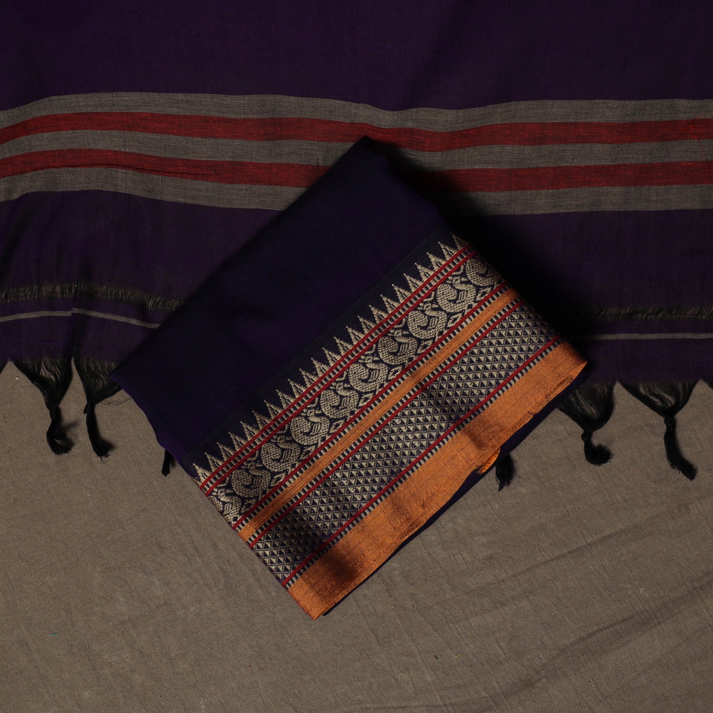 Dharwad Mercerised Cotton 3pc Unstitched Dress Material Suit Set with Woven Border 72