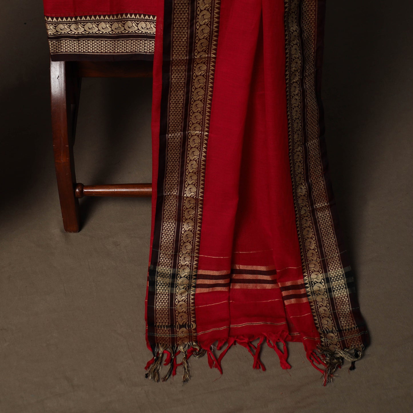 Dharwad Mercerised Cotton 3pc Unstitched Dress Material Suit Set with Woven Border 73