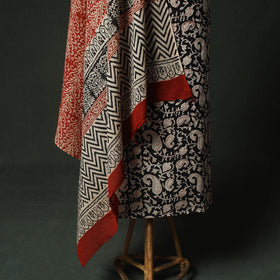 Black - bagru block print cotton 2pc unstitched dress
