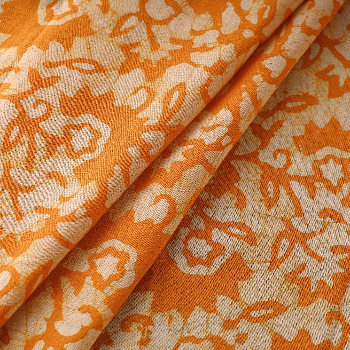 Orange - Pure Cotton Kutch Batik Print Fabric 12