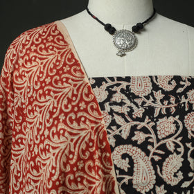 Black - bagru block print cotton 2pc unstitched dress