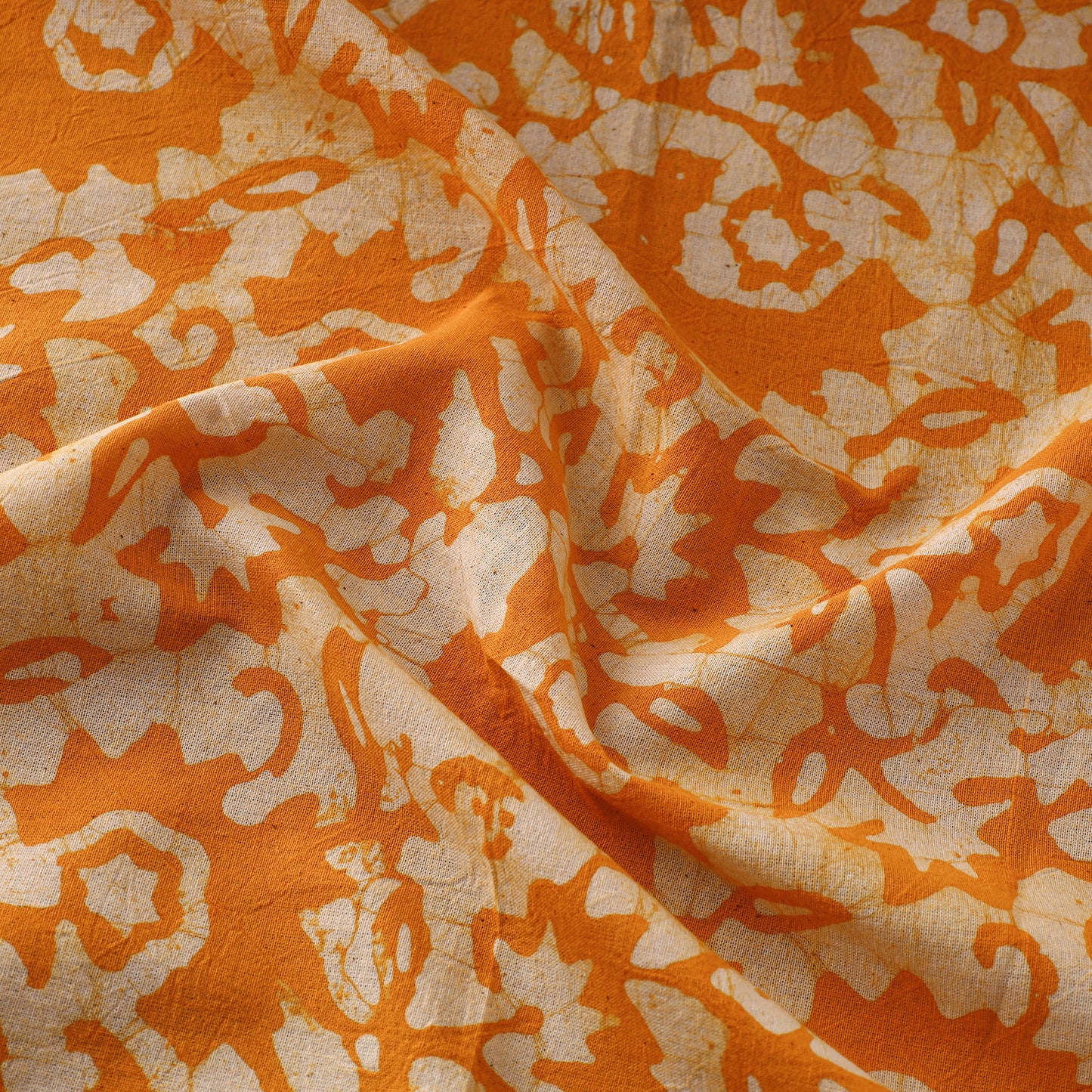 Orange - Pure Cotton Kutch Batik Print Fabric 12