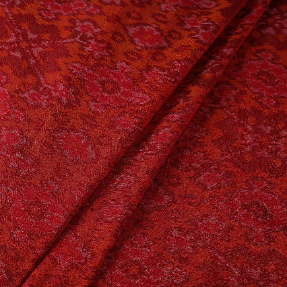 Red - Pochampally Ikat Weave Handloom Pure Raw Silk Fabric 24