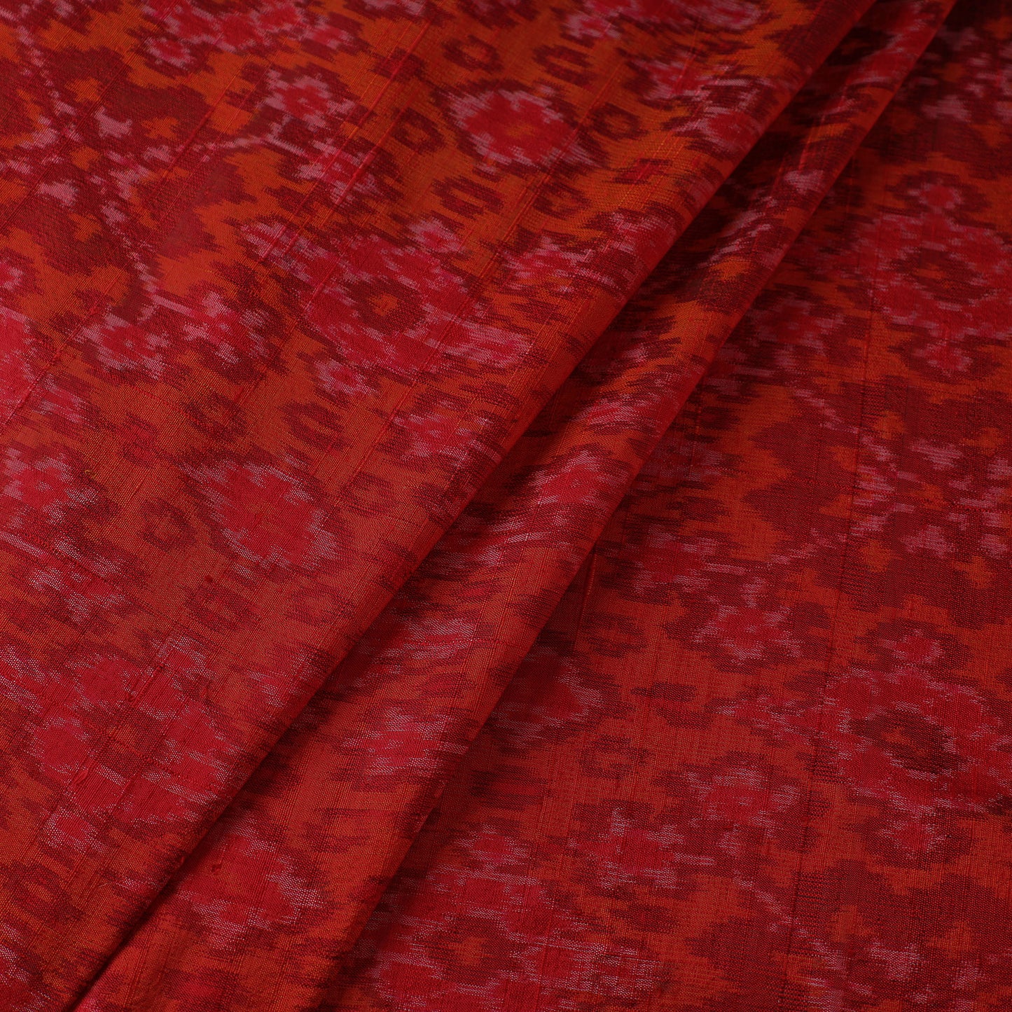 Red - Pochampally Ikat Weave Handloom Pure Raw Silk Fabric 24