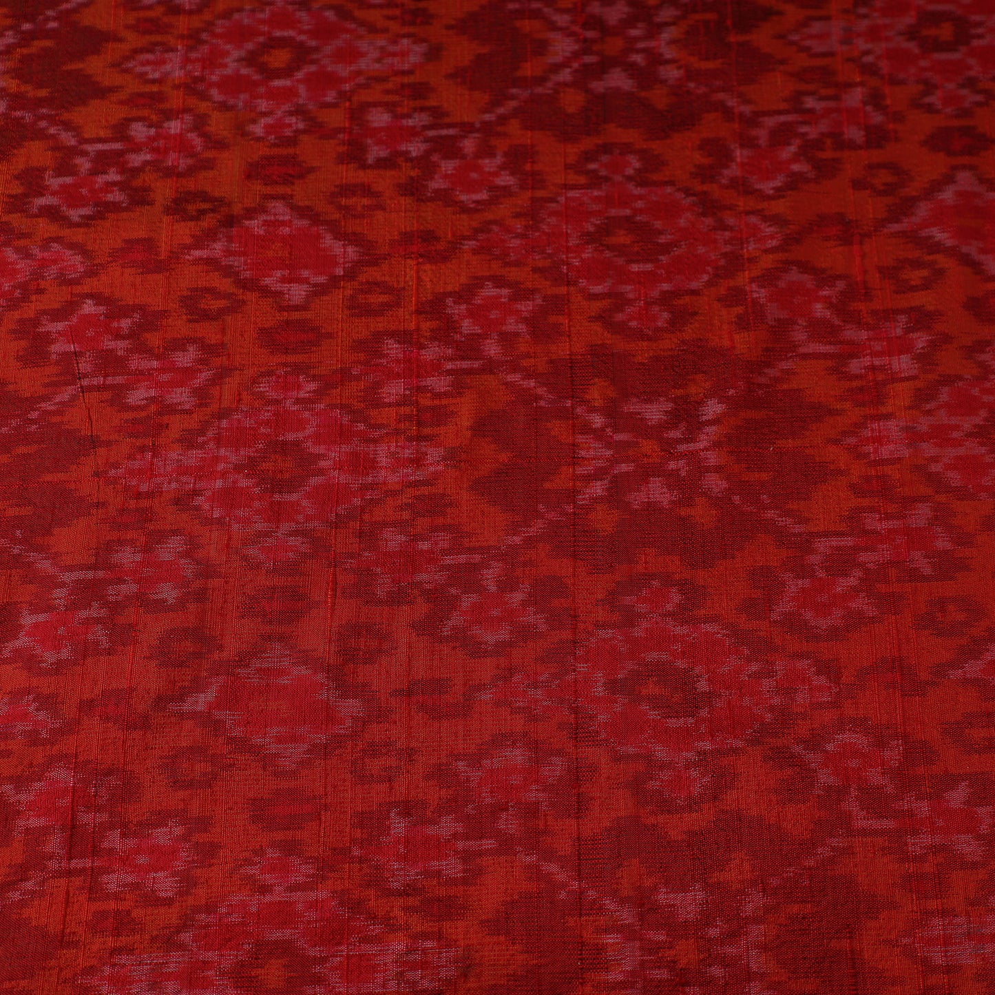 Red - Pochampally Ikat Weave Handloom Pure Raw Silk Fabric 24