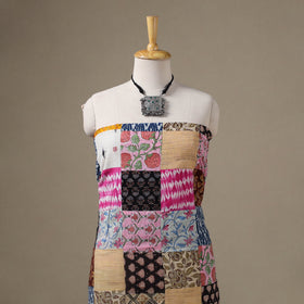 Multicolour Hand-Stitched Mosaic Cotton Kurta Material