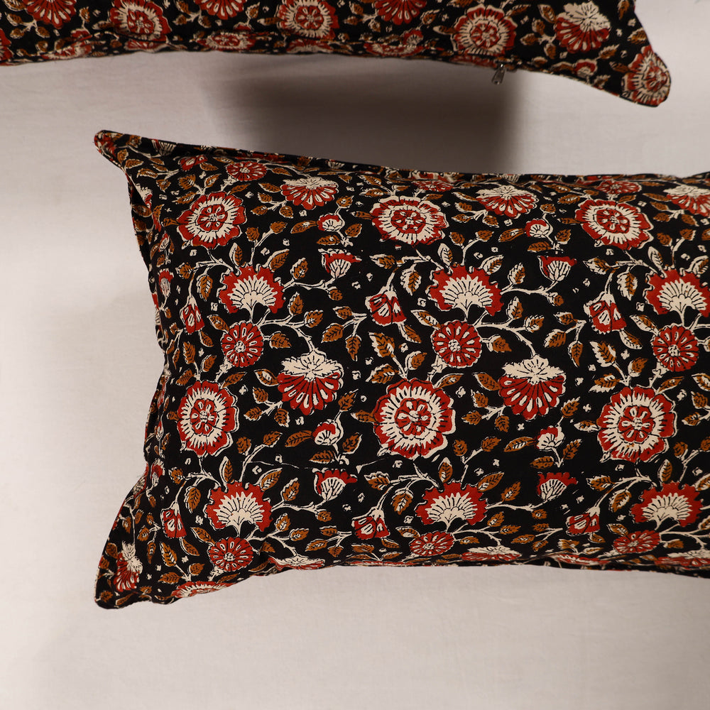 Black - Set of 2 Bagru Block Print Cotton Pillow Covers 21