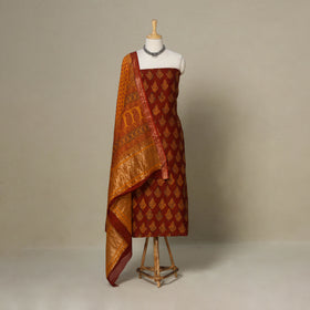 Red - 3pc maheshwari silk unstitched bagh dress material 05