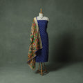 Kutch Bandhani Tie-Dye Cotton 2pc Unstitched Dress Material Kurta Set with Jewellery 02